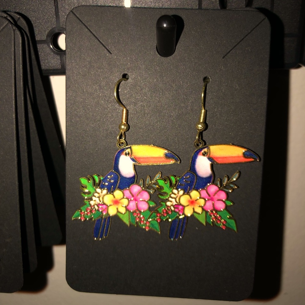 Toucan Parrot Flowers Handmade teardrop Resin Earrings 🦄3 for $15/ 4 for $20🦄